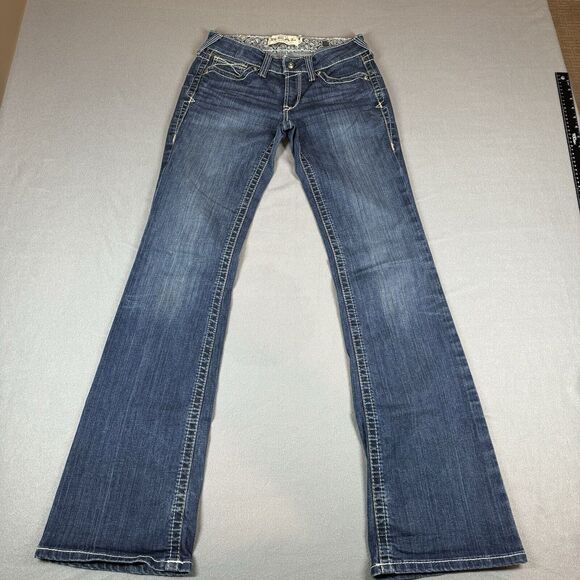 Ariat Real Denim Jeans Women 27S (28x33) Straight Leg AW2173A Low Rise Embroider - Picture 4 of 10